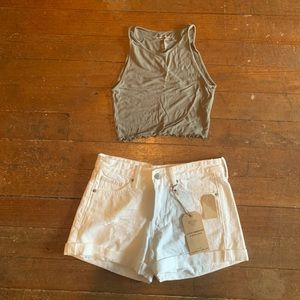 NWT Lucky Brand The Boyfriend Short. White size 25